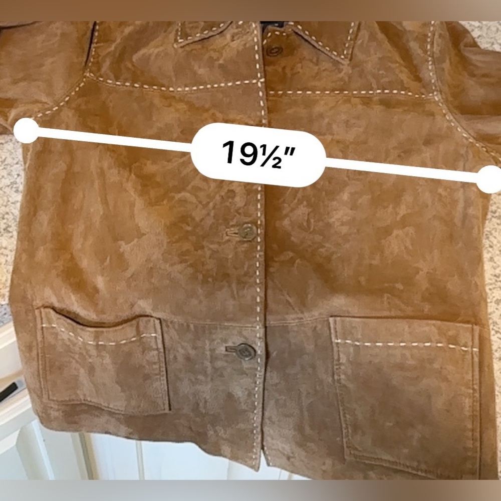 Denim&Co | Women’s Brown Leather Western Jacket w/Saddle Stitching, Size M - Picture 12 of 13